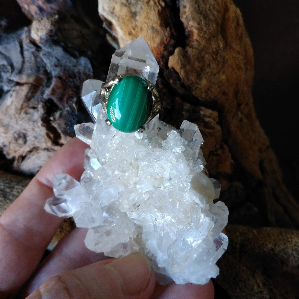 Malachite Hand Crafted Sterling Silver Ring